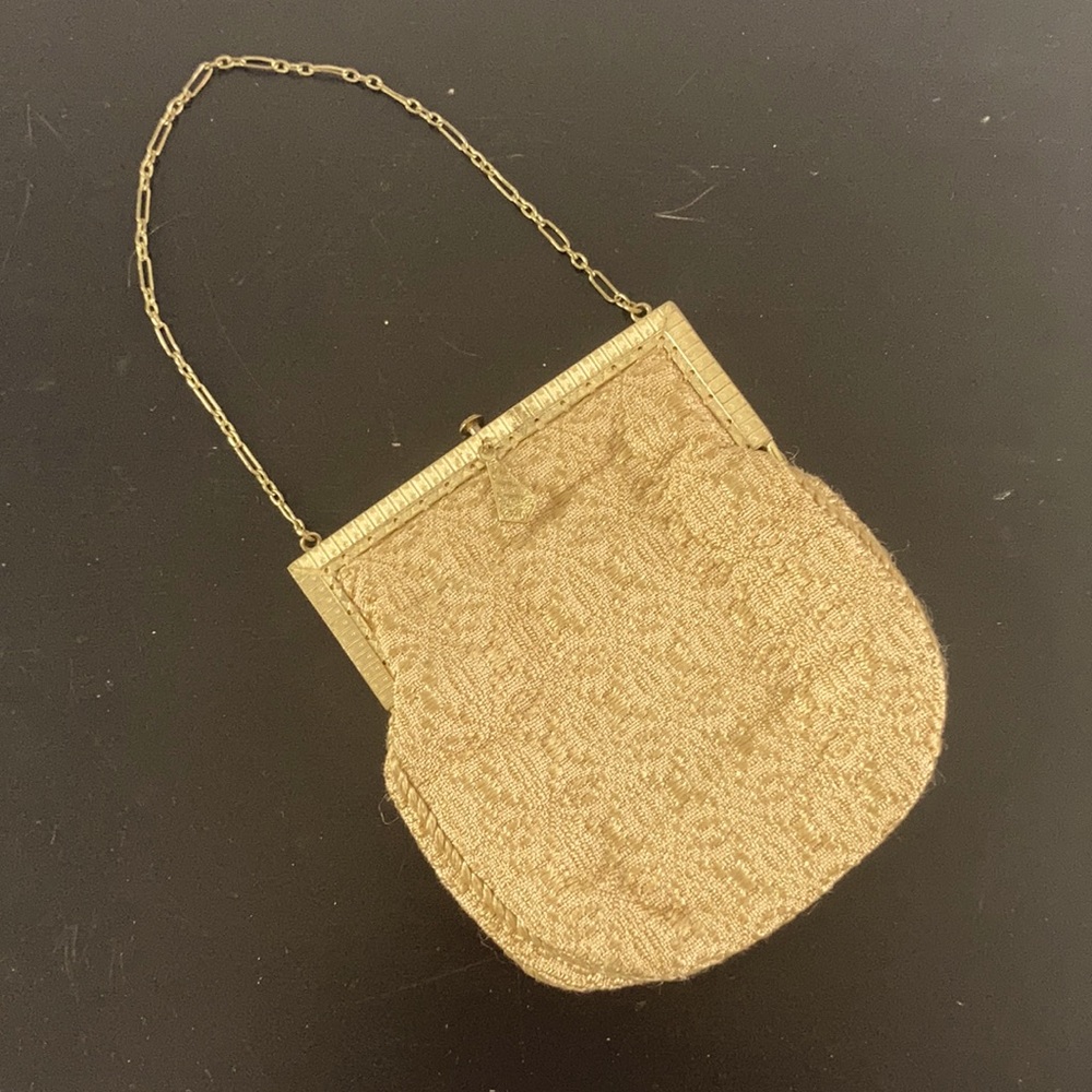 Hand woven vintage Art Deco button closure evening bag